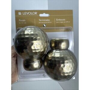 Levolor Hammered Ball Curtain Rod Finials for 1 3/8 in. Set of 2 Brushed Brass
